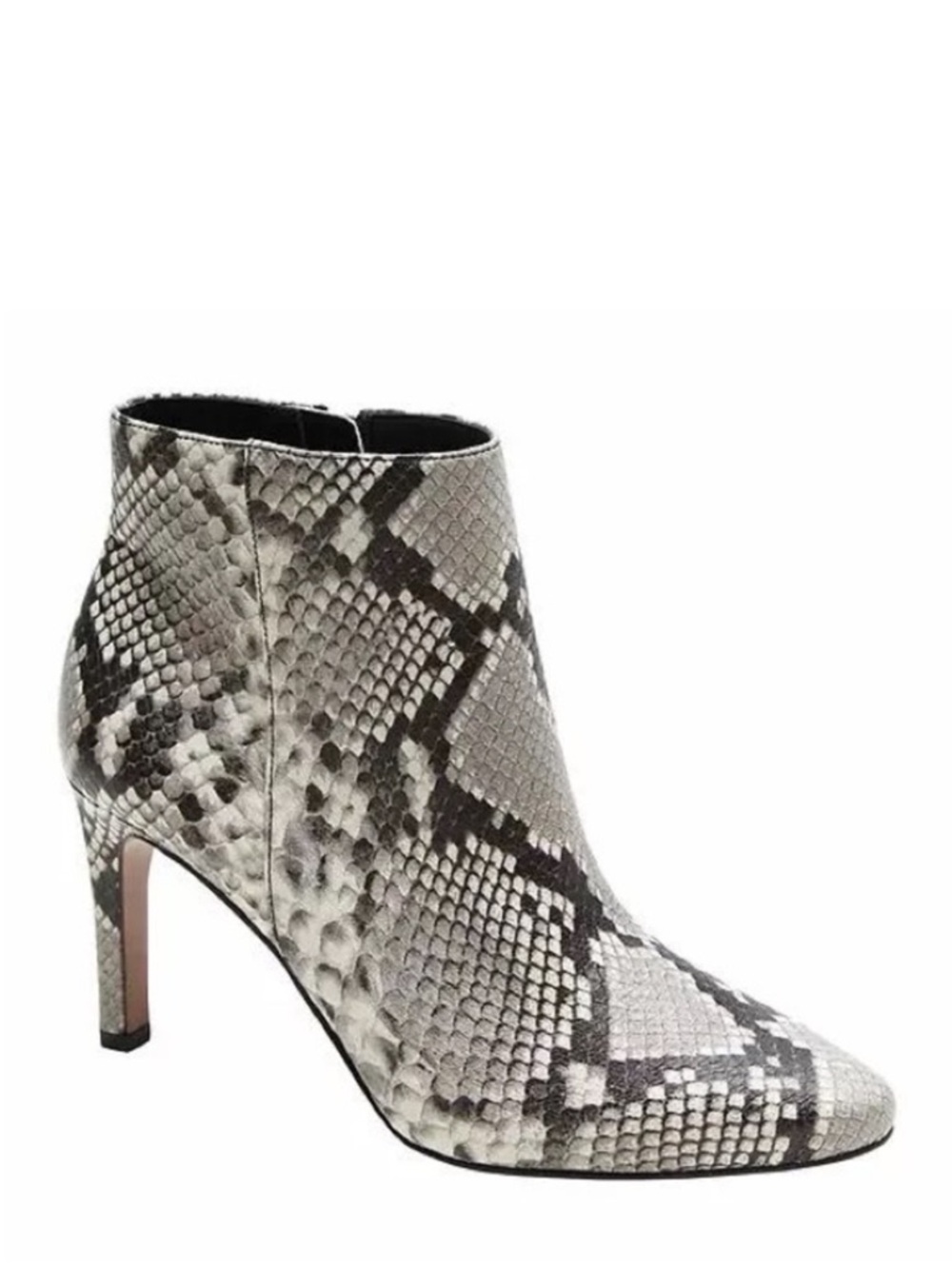 BANANA REPUBLIC Leather Cream Gray Snakeskin Booties 3” Heeled Ankle Boots